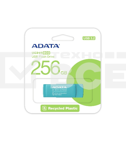 Флеш диск ADATA UC310E 256Gb USB 3.2 Gen1 зеленый UC310E-256G-RGN