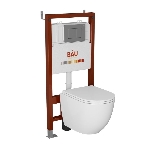 Комплект BAU 6 в 1: инсталляция BAU PRO, унитаз подвесной безободковый торнадо обратного потока Bau Dream 52х36 Hurricane-2, сиденье дюропласт микролифт, кнопка смыва Gun Grey, темно-серый металлик, фото 1