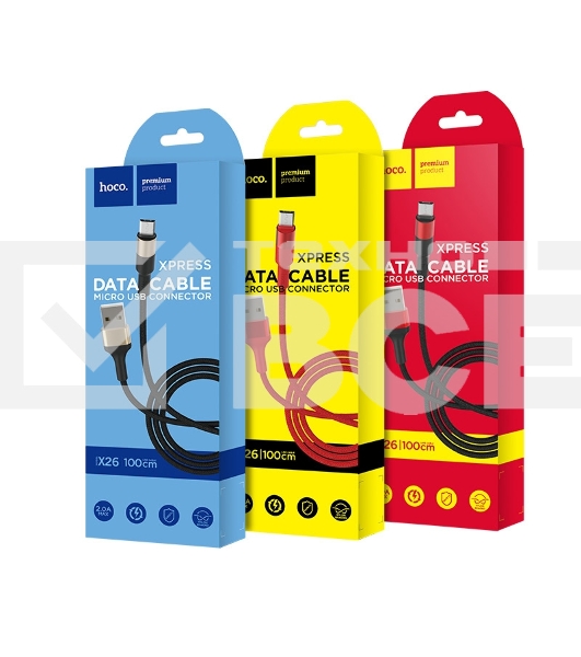 Кабель USB 2.0 hoco X26, AM/microBM, черно-красный, 1м