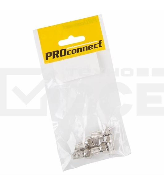Разъем антенный на кабель Proconnect, штекер F для кабеля SAT (с резиновым уплотнителем), (5шт.) (пакет)