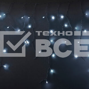 Гирлянда Айсикл (бахрома) светодиодный, 5,6 х 0,9 м, с эффектом мерцания, БЕЛЫЙ провод 