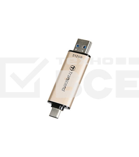 Флеш диск Transcend USB 512GB JETFLASH USB3.2, TLC, High Speed, Type-C и Type A (420/400 МБ/с)
