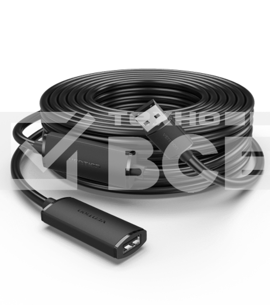 Активный кабель-удлинитель Vention USB 2.0 AM/AF с усилителем - 15м Черный