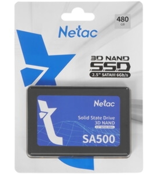 Накопитель SSD Netac SA500, 480Gb, SATA III, 2.5', R/W 520/450