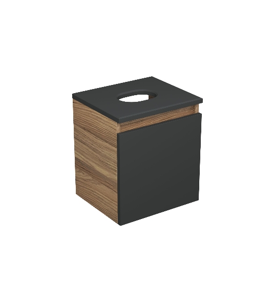 Тумба Bau Dream Blackwood 35 с ящиком, графит, раковина BAU Mini 24х24, выпуск клик клак, черный