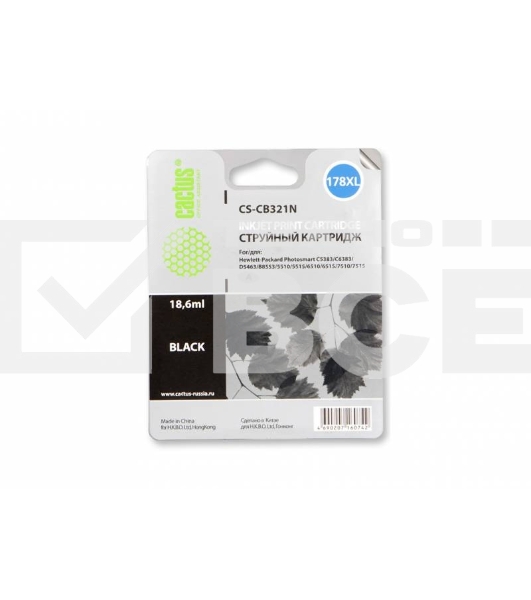Картридж струйный Cactus CS-CB321N(CS-CB321) №178XL черный (21.6мл) для HP PS B8553/C5383/C6383/D5463