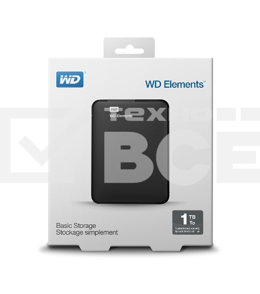 Внешний жесткий диск HDD WD 1Tb Original USB 3.0 WDBUZG0010BBK-WESN Elements Portable 2.5