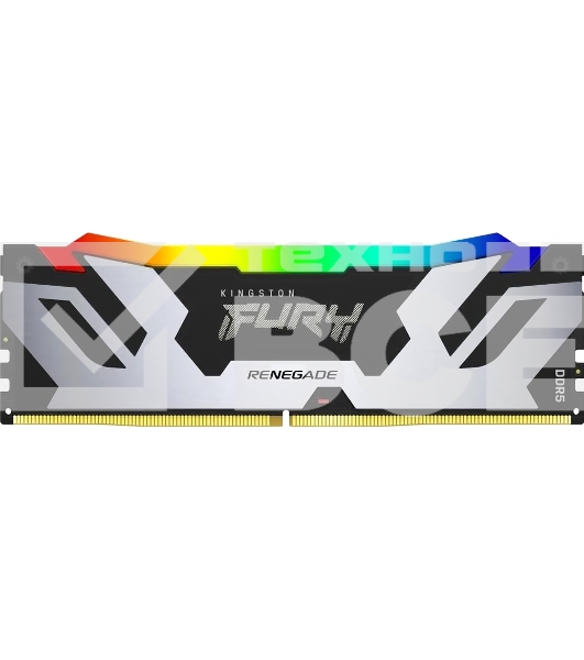 Оперативная память Kingston Fury Renegade, DDR5, 32GB (2x16GB), 6400MHz, CL32, с радиатором, RGB, серебристый/черный