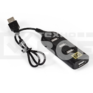Хаб USB (концентратор) ExeGate EX293976RUS DUB-42 (кабель-адаптер USB2.0 --> 4xUSB2.0, Plug&Play, черный)