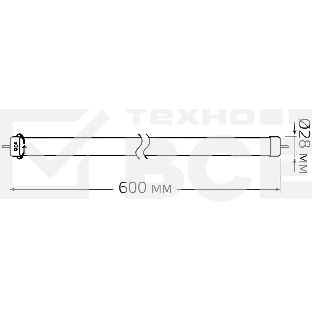 Лампа светодиодная Elementary T8 10Вт 4000К G13 780лм 600мм стекло поворотная Gauss 93020-R