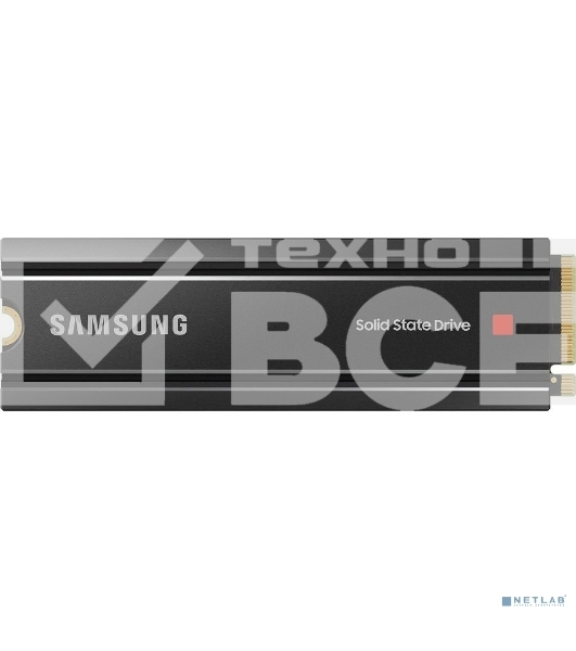 Накопитель SSD Samsung 980 PRO MZ-V8P2T0CW, 2Tb, PCIe 4.0 x4, M.2 2280, NVMe, R/W 7000/5100, с радиатором