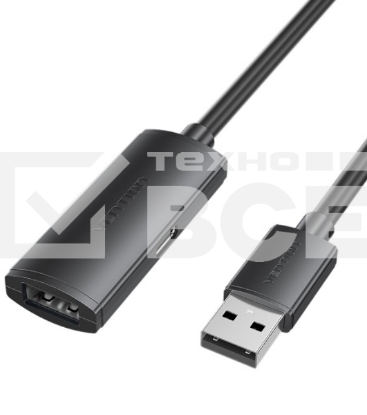 Активный кабель-удлинитель Vention USB 2.0 AM/AF с усилителем - 15м Черный