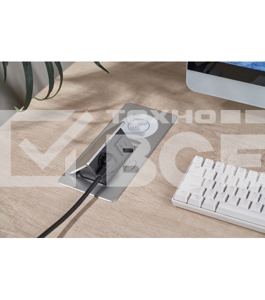Розетка Cactus CS-SOCKET-USBA/C-WLESS для столешницы серебристый