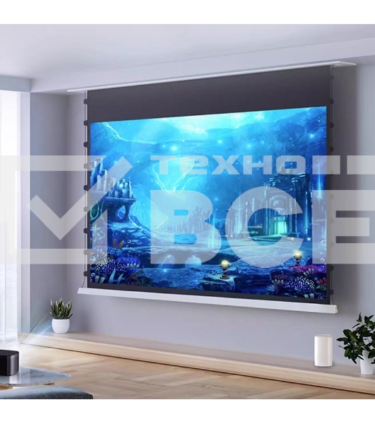 Экран для проектора S'OK SCPSMC-186X105ED45GF для встраивания в потолок моторизованный 84'' с боковым натяжением, полотно Grey Fiberglass, экстрадроп 45см