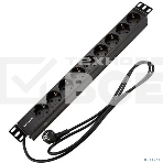 Блок распределения питания Rexant для 19' шкафов, горизонтальный, 9 розеток СЕЕ 7/4, 16A, без выкл, алюм корп, шнур 2м, вилка СЕЕ 7/7, фото8