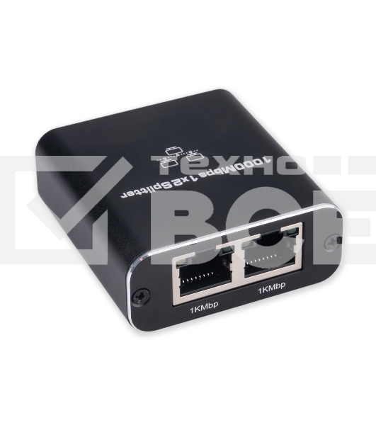 Сплиттер-разветвитель Cablexpert с питанием, 1 порт RJ45 -> 2 порта RJ45 100/1000Mbps, NCA-SP-03, коробка