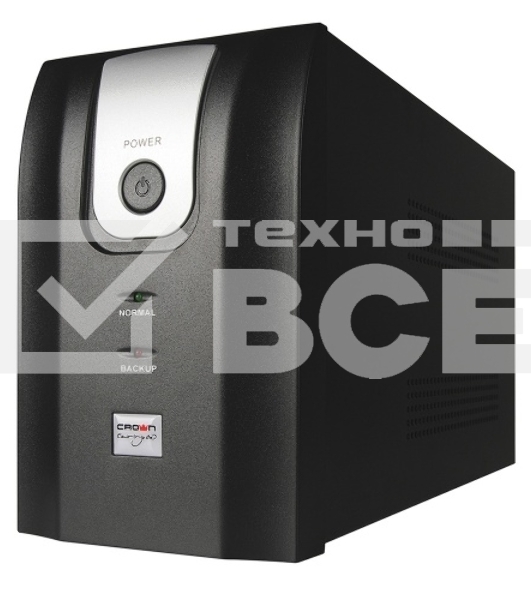 Источник бесперебойного питания Crown CMU-1000X (1000VA/600w; Off-Line; 2 х Euro с резервным питанием и фильтрацией; 12V7AH х 2; Металл)