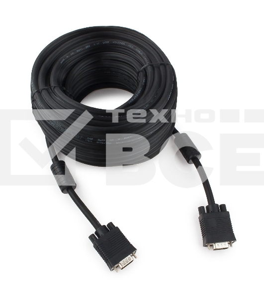 Кабель Gembird/Cablexpert CC-PPVGA-20M-B, Кабель VGA Premium , 15M/15M, 20м, черный, тройной экран,феррит.кольца