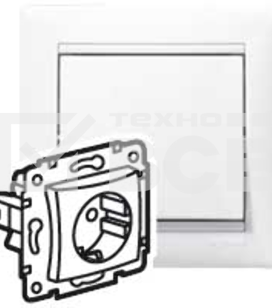 Механизм розетки 1-м СП Valena 2К+З с заземл. нем. станд. белый (DIY-упак.) Legrand 694280