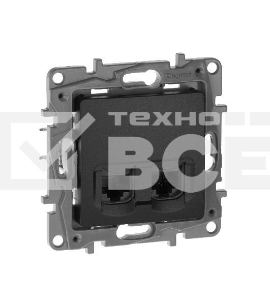 Розетка компьютерная 2-ая RJ45, кат.5е UTP 672655 Legrand Etika Антрацит