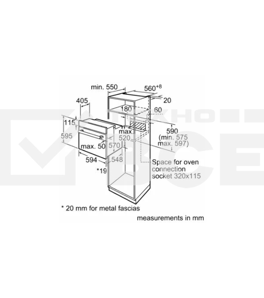 Встраиваеммый духовой шкаф Siemens HA010FBR1M IQ100  548x595x595мм  8 режимов готовки Каталитическая парциальная, гидролитическая очистка 3,3КВт Нерж.