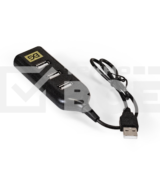 Хаб USB (концентратор) ExeGate EX293976RUS DUB-42 (кабель-адаптер USB2.0 --> 4xUSB2.0, Plug&Play, черный)