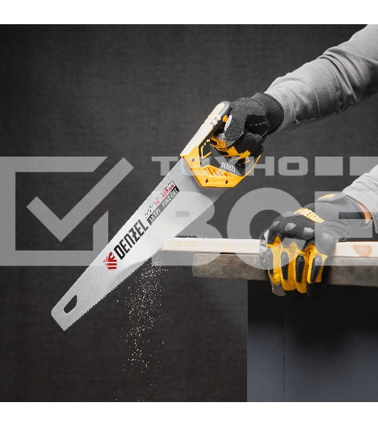 Ножовка по дереву Denzel 400 мм, 11 TPI, зуб 3D, двухкомпонентная рукоятка