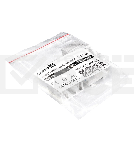Модуль-вставка Keystone Jack RJ-45 ExeGate KJ-8P8C-U-C6-90-110 (Кат.6, неэкранированная, 90 градусов, IDC 110)