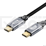 Кабель Bion USB Type-C - Type-C (CM/CM), 100W, USB 3.1 Gen2, 4K@60Hz, 10 Гбит/с, 1.5 м, тканевая оплетка, черный BXP-CCP-USBC3.1-CMCM-015M-B, фото 1