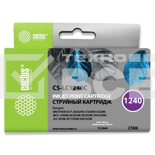 Картридж струйный Cactus CS-LC1240C голубой (12 мл) для Brother MFC-J6510/6910DW