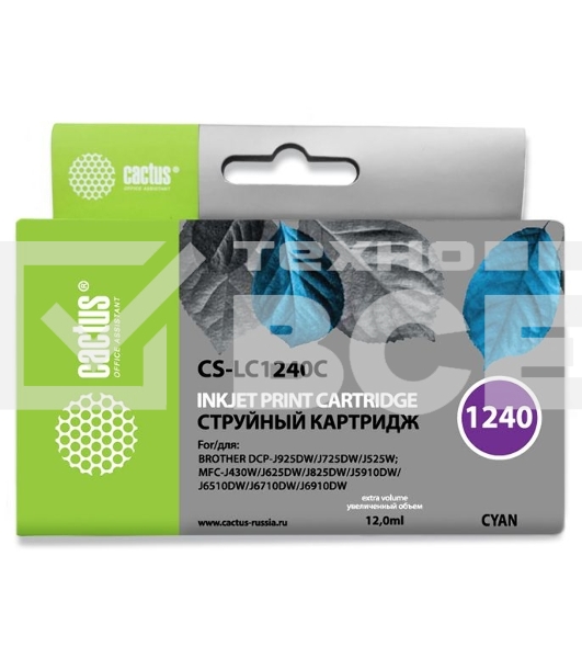 Картридж струйный Cactus CS-LC1240C голубой (12 мл) для Brother MFC-J6510/6910DW