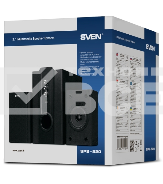 Колонки Sven SPS-820 2.1 черный 38Вт