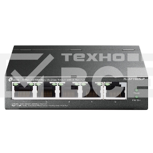 Коммутатор 5-Port 10/100Mbps Unmanaged Switch with 4-Port PoE, meta case, desktop mount, PoE budget 41W.
