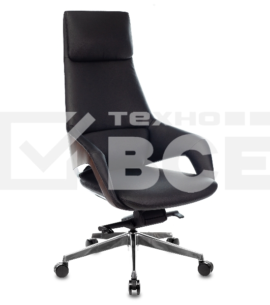 Кресло руководителя Бюрократ _DAO-2 черный кожа с подголов. крестовина алюминий