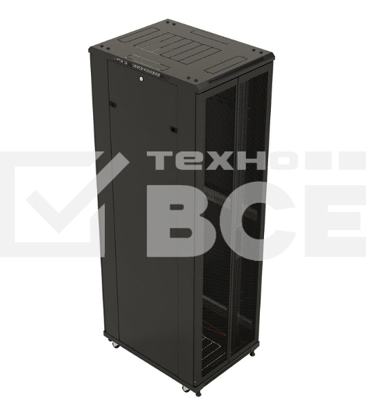 Шкаф серверный Hyperline (TTB-4266-DD-RAL9004) напольный 42U 600x600мм пер.дв.перфор.2ств. задн.дв.перфор.2-хст. 2 бок.пан. 800кг черный 510мм IP20 сталь