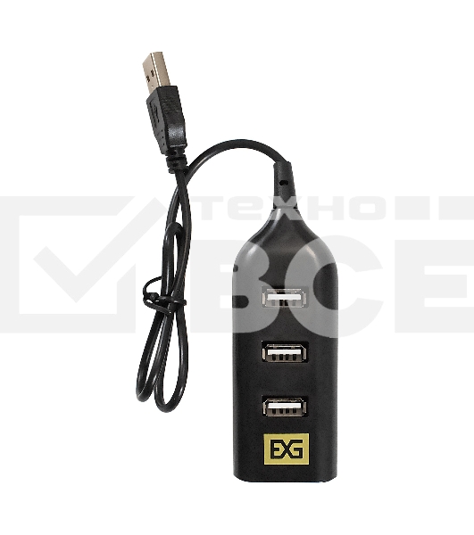 Хаб USB (концентратор) ExeGate EX293976RUS DUB-42 (кабель-адаптер USB2.0 --> 4xUSB2.0, Plug&Play, черный)