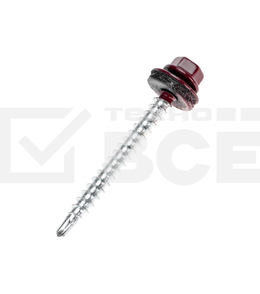 Саморез кровельный 4,8х50, окрашенный RAL 3005, короб (150 шт/уп) KRANZ