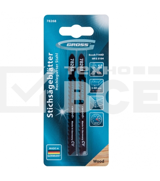 Полотна для электролобзика GROSS по дереву, 2 шт.( 3104 - T144D ) 78268