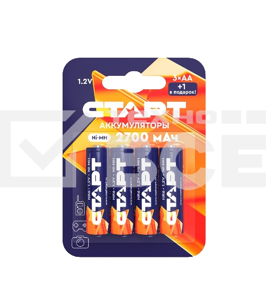 Аккумуляторы СТАРТ HR6 AA 2700mAh Ni-MH BL3+1 48/768, AA, 2700 мАч, 4 шт. в блистере