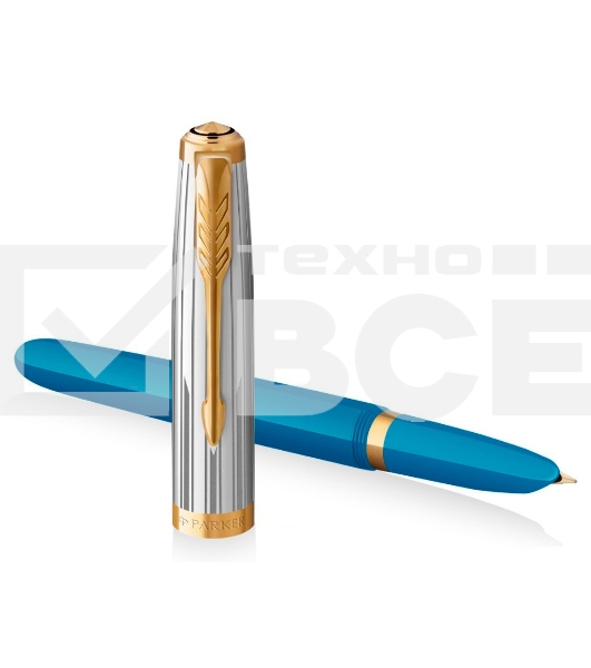 Ручка перьевая Parker 51 Premium (CW2169078) Turquoise GT F сталь нержавеющая подар.кор.