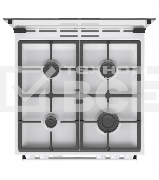 Газовая плита Gorenje GG6A11WF, белый, автоматический электроподжиг варочной поверхности и духовки, чугунные решетки