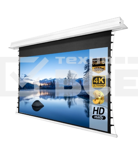 Экран для проектора S'OK SCPSMC-186X105ED45GF для встраивания в потолок моторизованный 84'' с боковым натяжением, полотно Grey Fiberglass, экстрадроп 45см