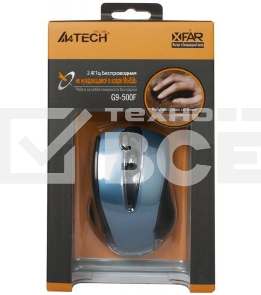 Мышь беспроводная A4Tech G9-500F черный, 1200 dpi, радиоканал, USB, кнопки - 4