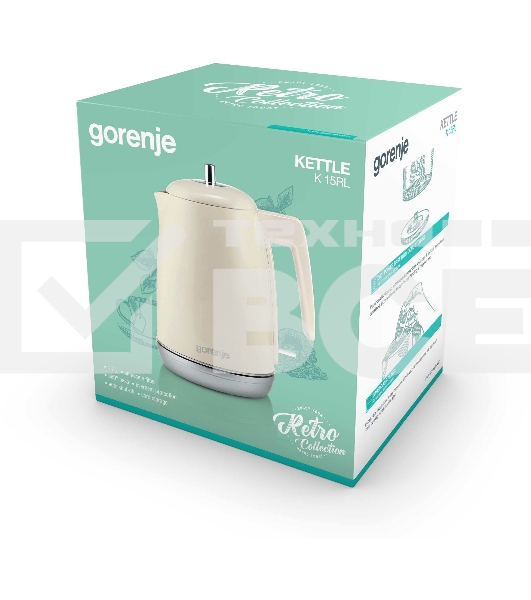 Чайник электрический Gorenje K15RL 1.7л. 2200Вт бежевый (корпус: металл/пластик)