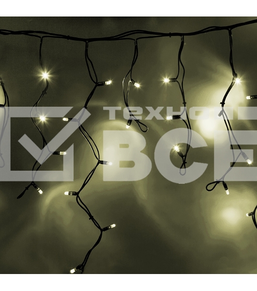 Гирлянда Айсикл (бахрома) светодиодный, 5,6 х 0,9 м, с эффектом мерцания,черный провод 