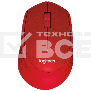 Мышь беспроводная Logitech M280 красный, 1000 dpi, радиоканал, USB, кнопки - 3
