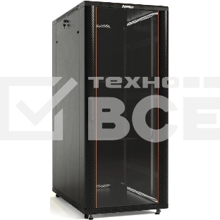 Шкаф коммутационный Hyperline (TTBR-2268-AS-RAL9004) напольный 22U 600x800мм пер.дв.стекл задн.дв.спл.стал.лист 2 бок.пан. 800кг черный 710мм 75.1кг 1166мм IP20 сталь