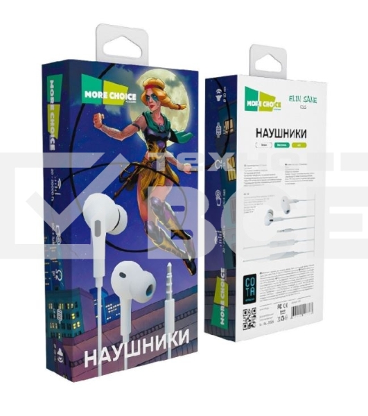 Наушники вакуумные Smart AUX разъем с МК c рег.громкости длина 1.2м More choice G31S белый