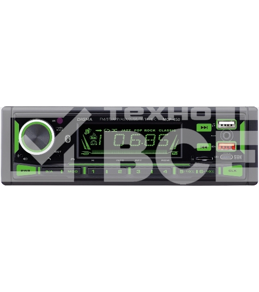 Автомагнитола Digma MCP-450 1DIN 4x45Вт v5.0 USB 2.0 AUX 4 ПДУ