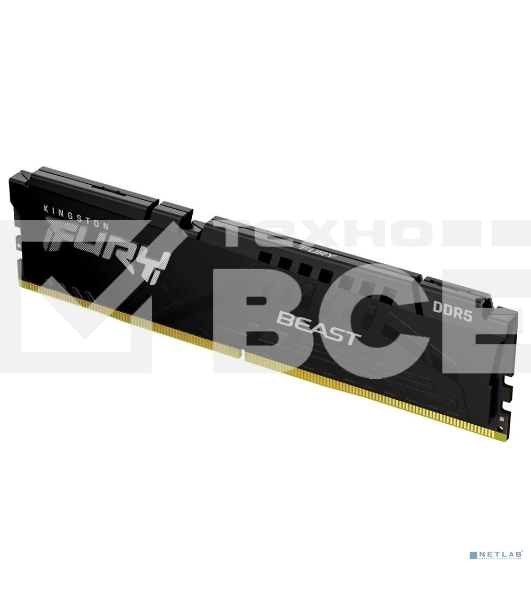 Оперативная память Kingston Fury Beast, DDR5, 16GB (1x16GB), 6000MHz, CL30, с радиатором, черный
